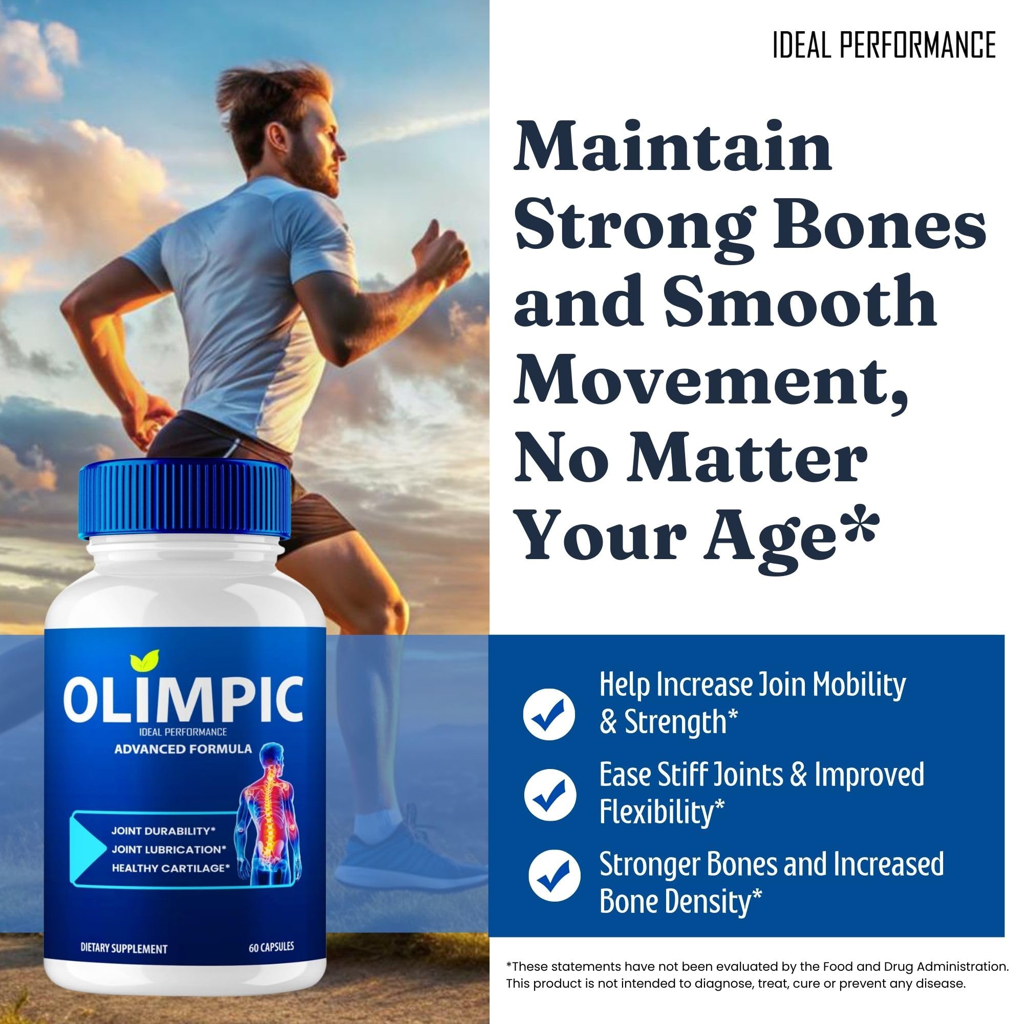 Olimpic Capsules, Advanced Joint Support Supplement Pills for Mobility and Comfort - Maximum Strength, Official Olim Pic Joint Support All Natural Formula, Premium Olim-Pic Reviews (60 Capsules) - TrustMedUSA