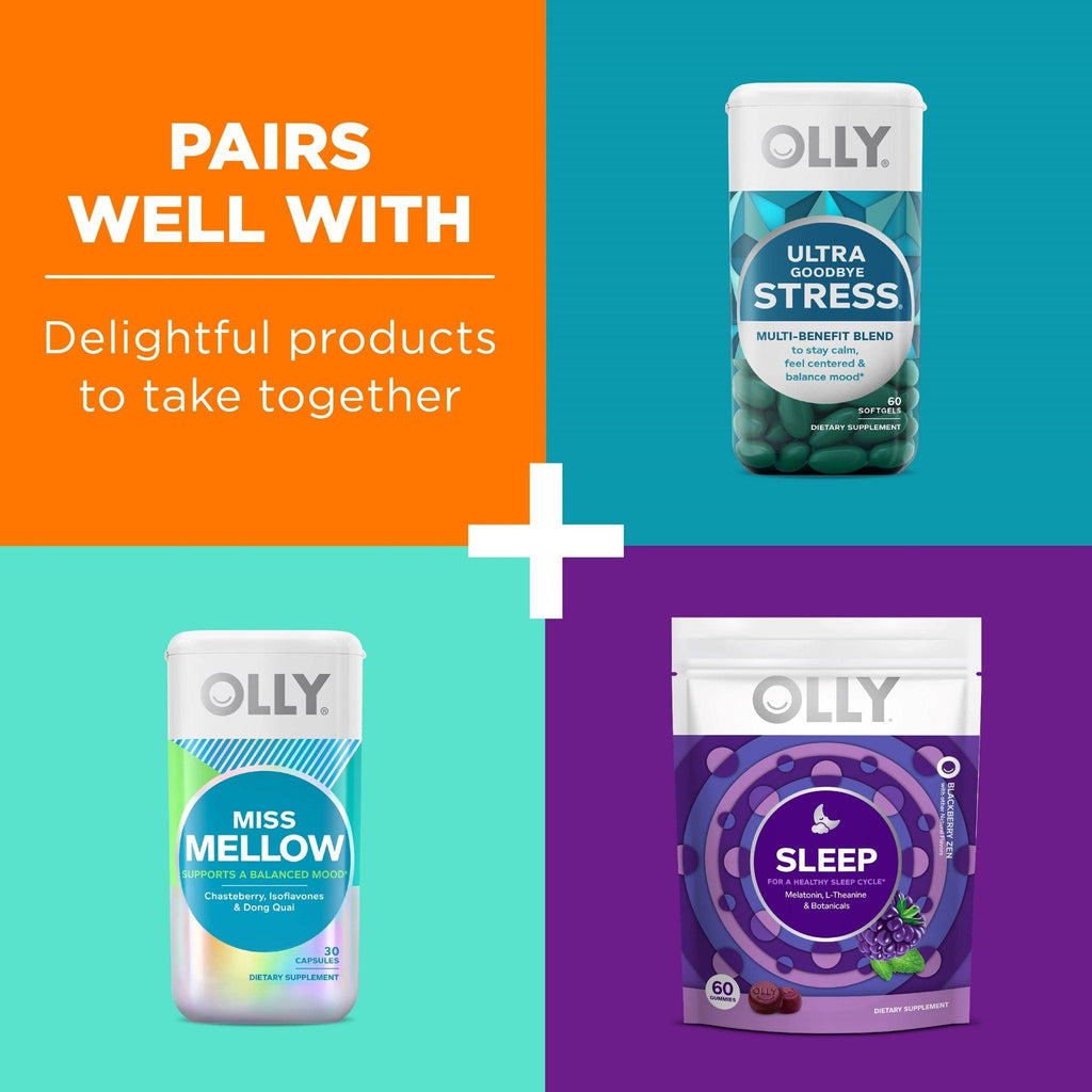 OLLY Hello Happy Gummy Worms, Mood Support Gummies For Adults,* Saffron Extract, Vitamin D, Tropical Zing Flavored, 30 Day Supply - 60 Count - Maple Wellness Supplements