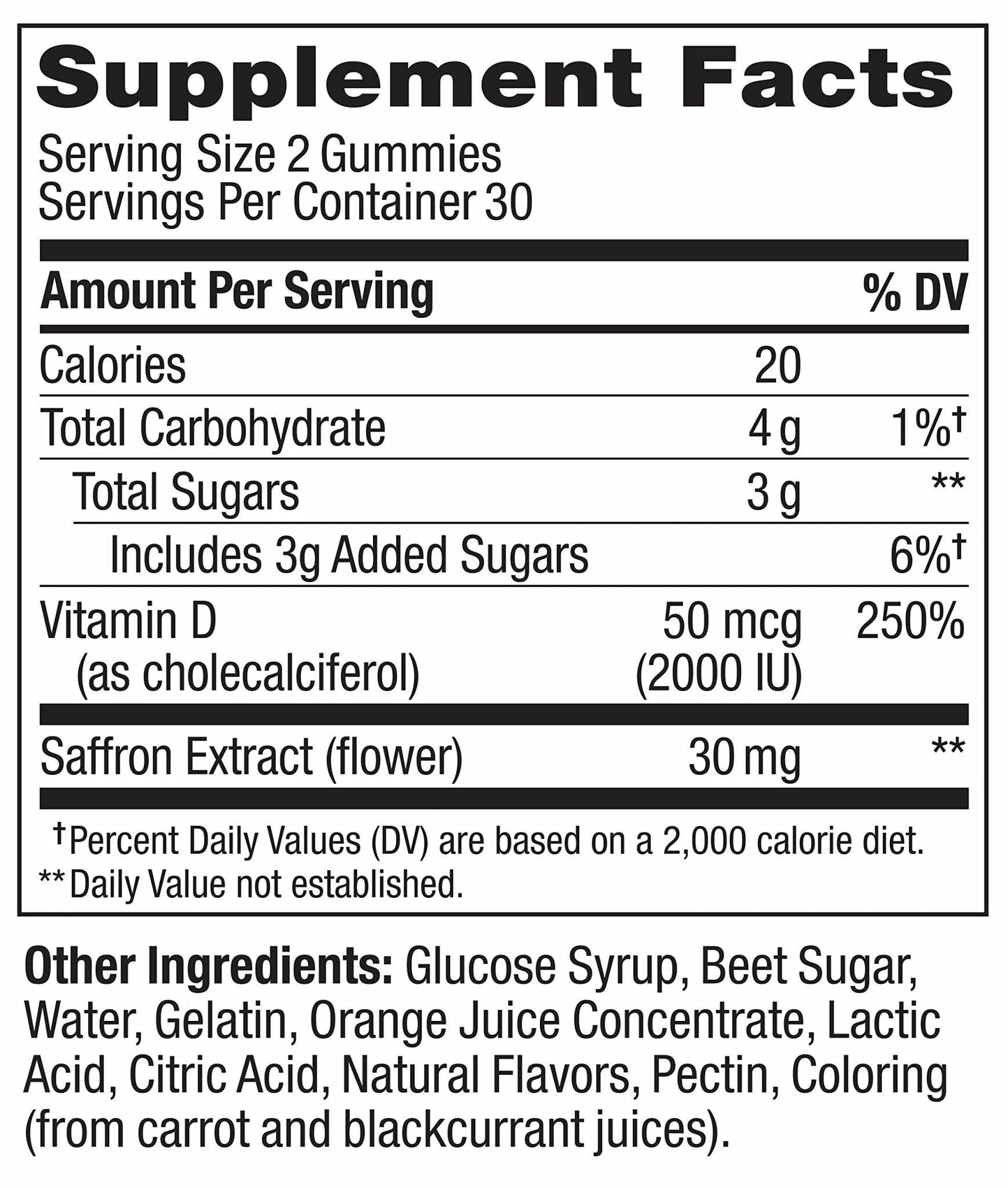 OLLY Hello Happy Gummy Worms, Mood Support Gummies For Adults,* Saffron Extract, Vitamin D, Tropical Zing Flavored, 30 Day Supply - 60 Count - Maple Wellness Supplements
