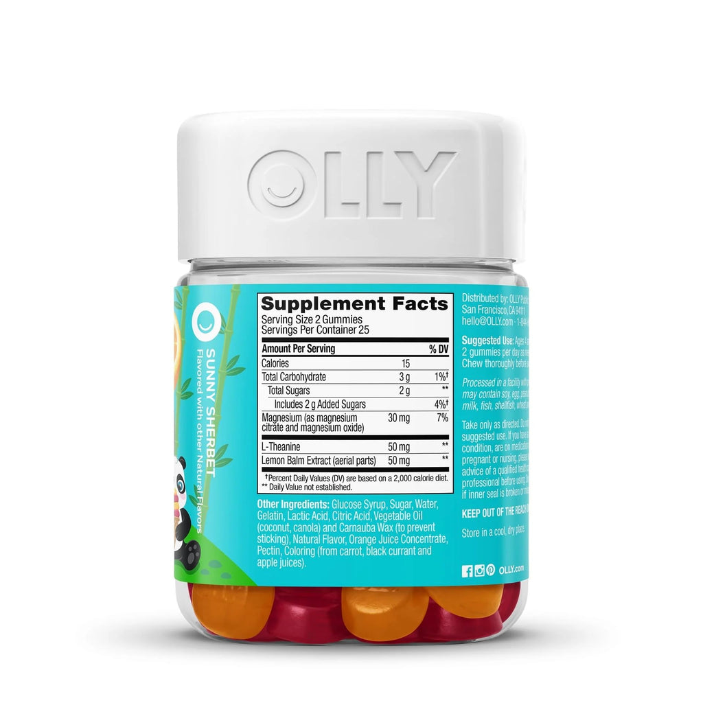 OLLY Kids Chillax Gummy, For a Calm and Relaxed Mood*, Magnesium, L-Theanine, Lemon Balm Extract, Chewable Supplement, Sherbet Flavored, 25 Day Supply - 50 Count - TrustMedUSA