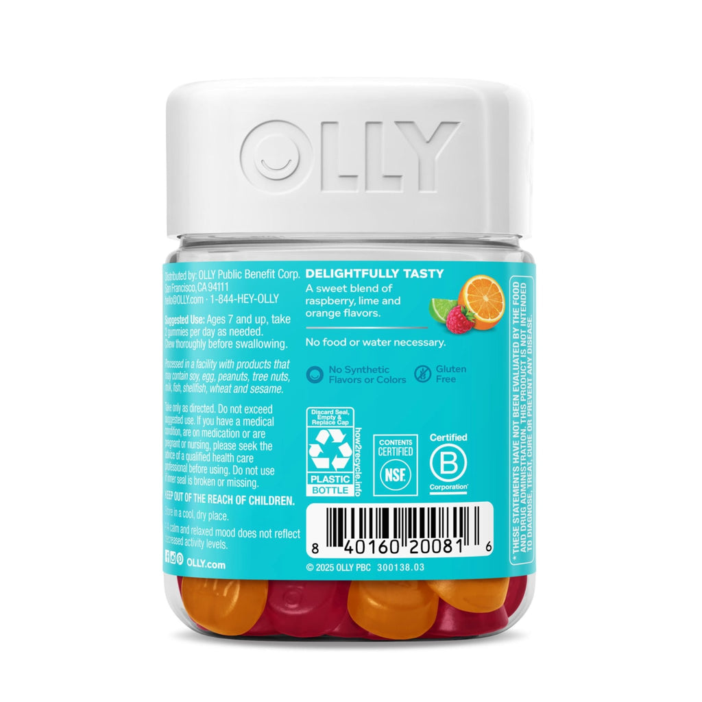 OLLY Kids Chillax Gummy, For a Calm and Relaxed Mood*, Magnesium, L-Theanine, Lemon Balm Extract, Chewable Supplement, Sherbet Flavored, 25 Day Supply - 50 Count - TrustMedUSA