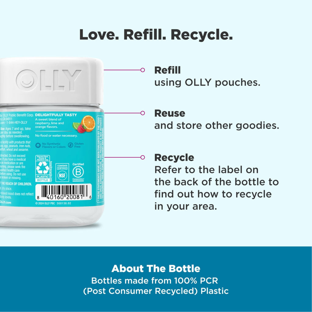 OLLY Kids Chillax Gummy, For a Calm and Relaxed Mood*, Magnesium, L-Theanine, Lemon Balm Extract, Chewable Supplement, Sherbet Flavored, 25 Day Supply - 50 Count - TrustMedUSA