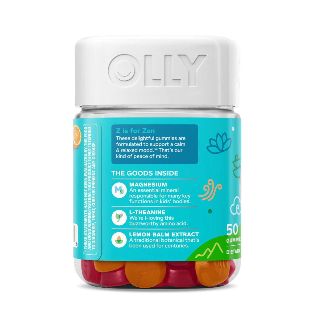 OLLY Kids Chillax Gummy, For a Calm and Relaxed Mood*, Magnesium, L-Theanine, Lemon Balm Extract, Chewable Supplement, Sherbet Flavored, 25 Day Supply - 50 Count - TrustMedUSA