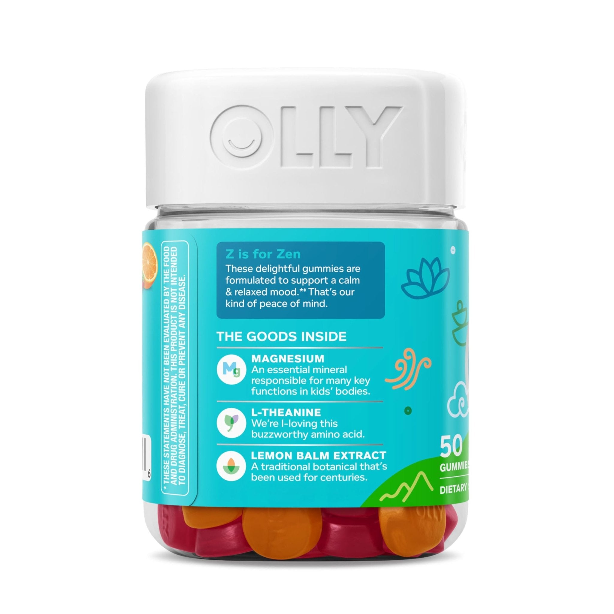 OLLY Kids Chillax Gummy, For a Calm and Relaxed Mood*, Magnesium, L-Theanine, Lemon Balm Extract, Chewable Supplement, Sherbet Flavored, 25 Day Supply - 50 Count - TrustMedUSA