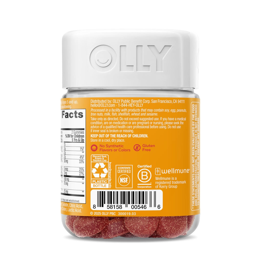 OLLY Kids Immunity Gummy, Immune Support, Wellmune, Elderberry, Vitamin C, Zinc, Chewable Supplement, Cherry - 50 Count - TrustMedUSA
