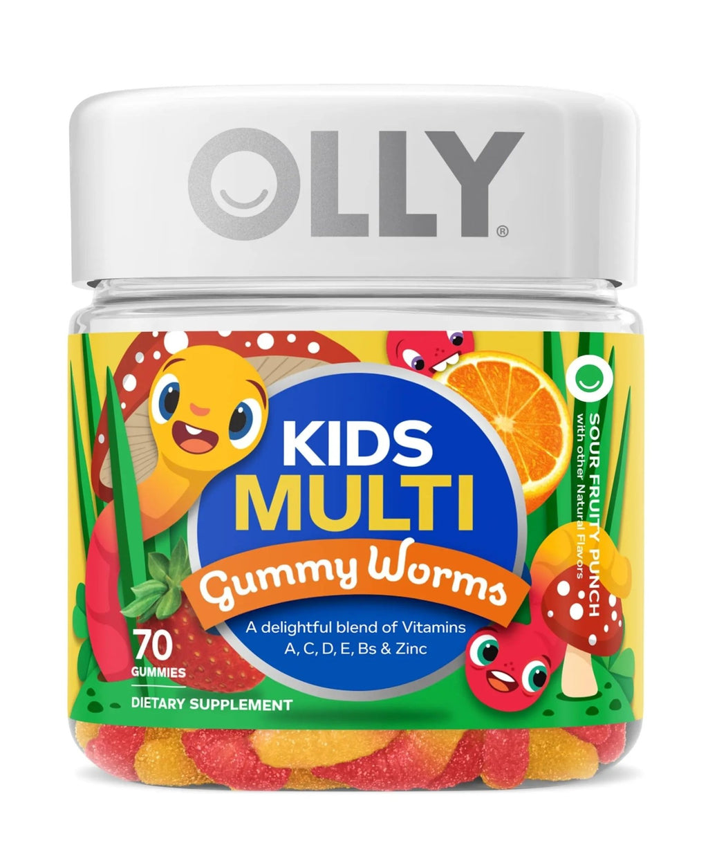 OLLY Kids Immunity Gummy, Immune Support, Wellmune, Elderberry, Vitamin C, Zinc & Kids Multivitamin Gummy Worms, Overall Health and Immune Support, Vitamins and Minerals A, C, D - TrustMedUSA