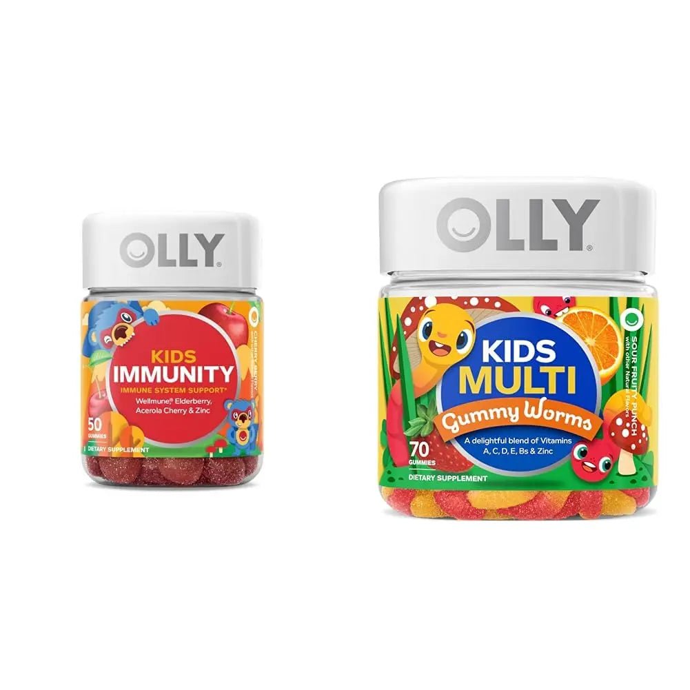 OLLY Kids Immunity Gummy, Immune Support, Wellmune, Elderberry, Vitamin C, Zinc & Kids Multivitamin Gummy Worms, Overall Health and Immune Support, Vitamins and Minerals A, C, D - TrustMedUSA