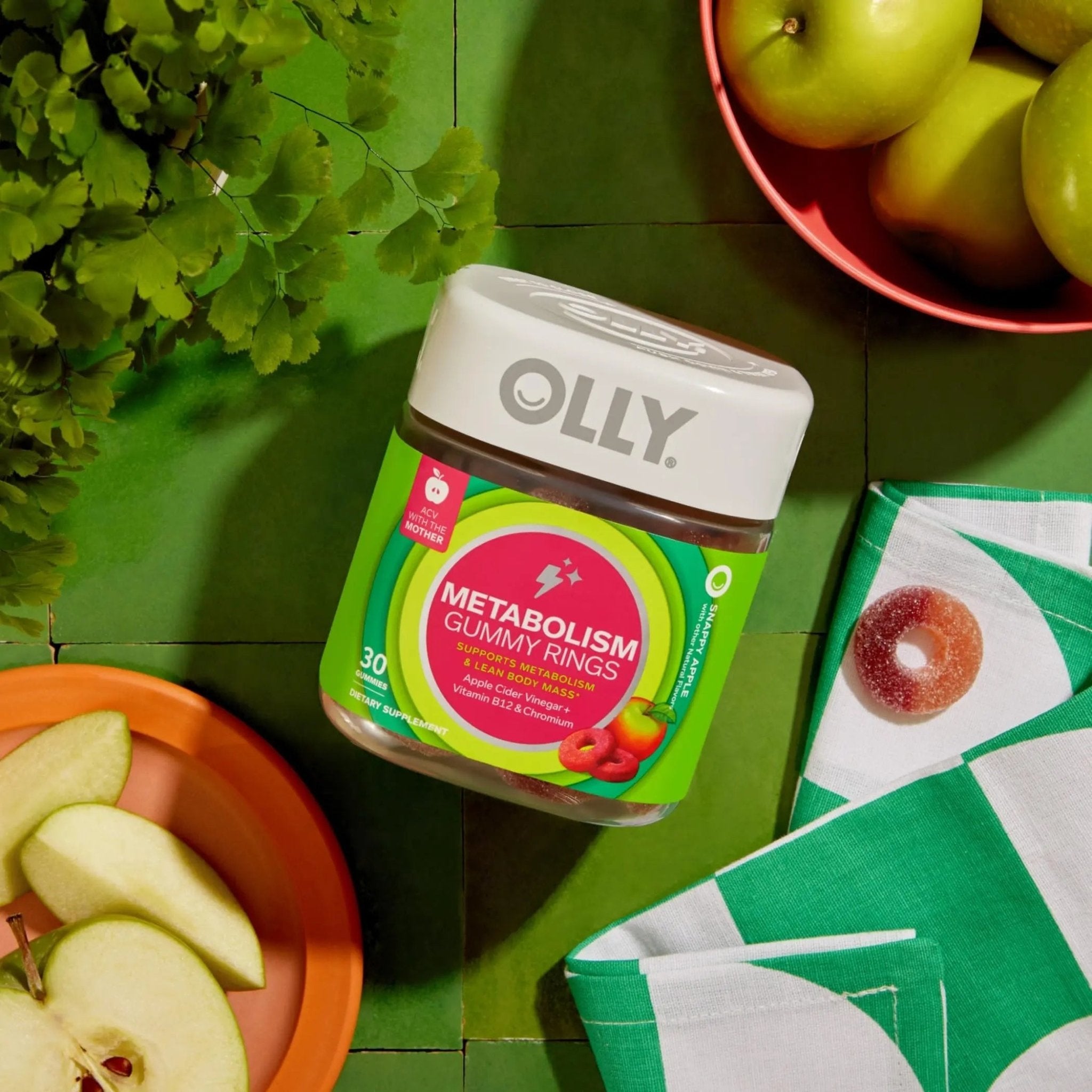 OLLY Metabolism Gummy Rings, Apple Cider Vinegar, Vitamin B12, Chromium, Energy - TrustMedUSA
