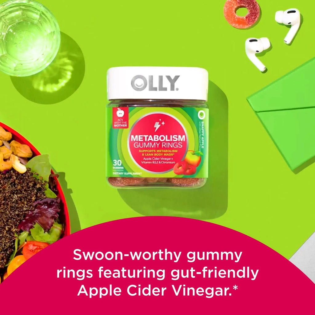 OLLY Metabolism Gummy Rings, Apple Cider Vinegar, Vitamin B12, Chromium, Energy - TrustMedUSA