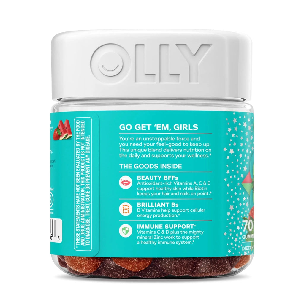 Olly Teen Girl Multi Gummy, Healthy Skin and Immune Support, 15 Essential Vitamins, Biotin, Zinc, Calcium, Chewable Multivitamin - TrustMedUSA