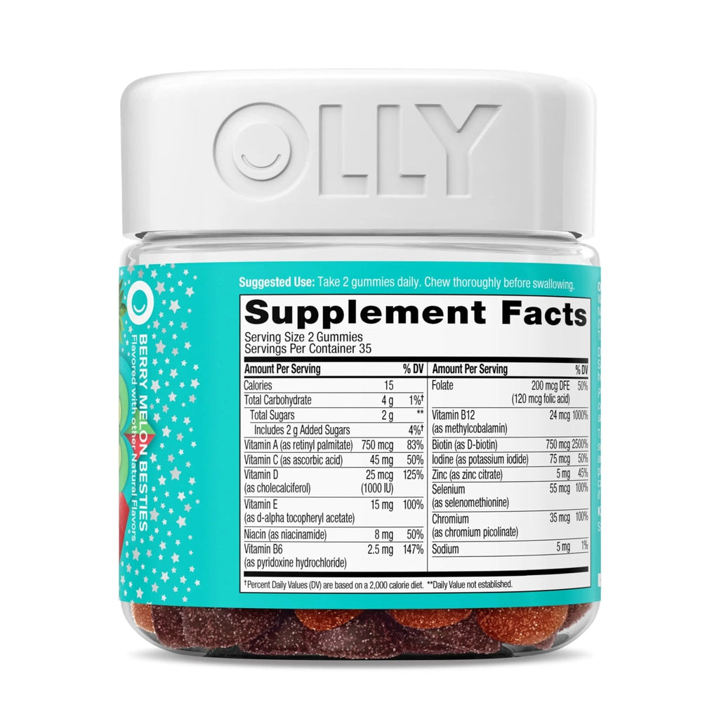 Olly Teen Girl Multi Gummy, Healthy Skin and Immune Support, 15 Essential Vitamins, Biotin, Zinc, Calcium, Chewable Multivitamin - TrustMedUSA