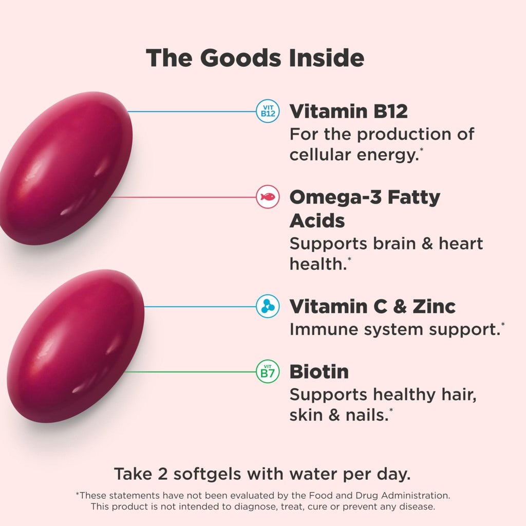 OLLY Ultra Strength Women's Multi Softgels, Overall Health and Immune Support, Omega-3s, Iron, Vitamins A, D, C, E, B12, Daily Multivitamin, 30 Day Supply - 60 Count - Maple Wellness Supplements