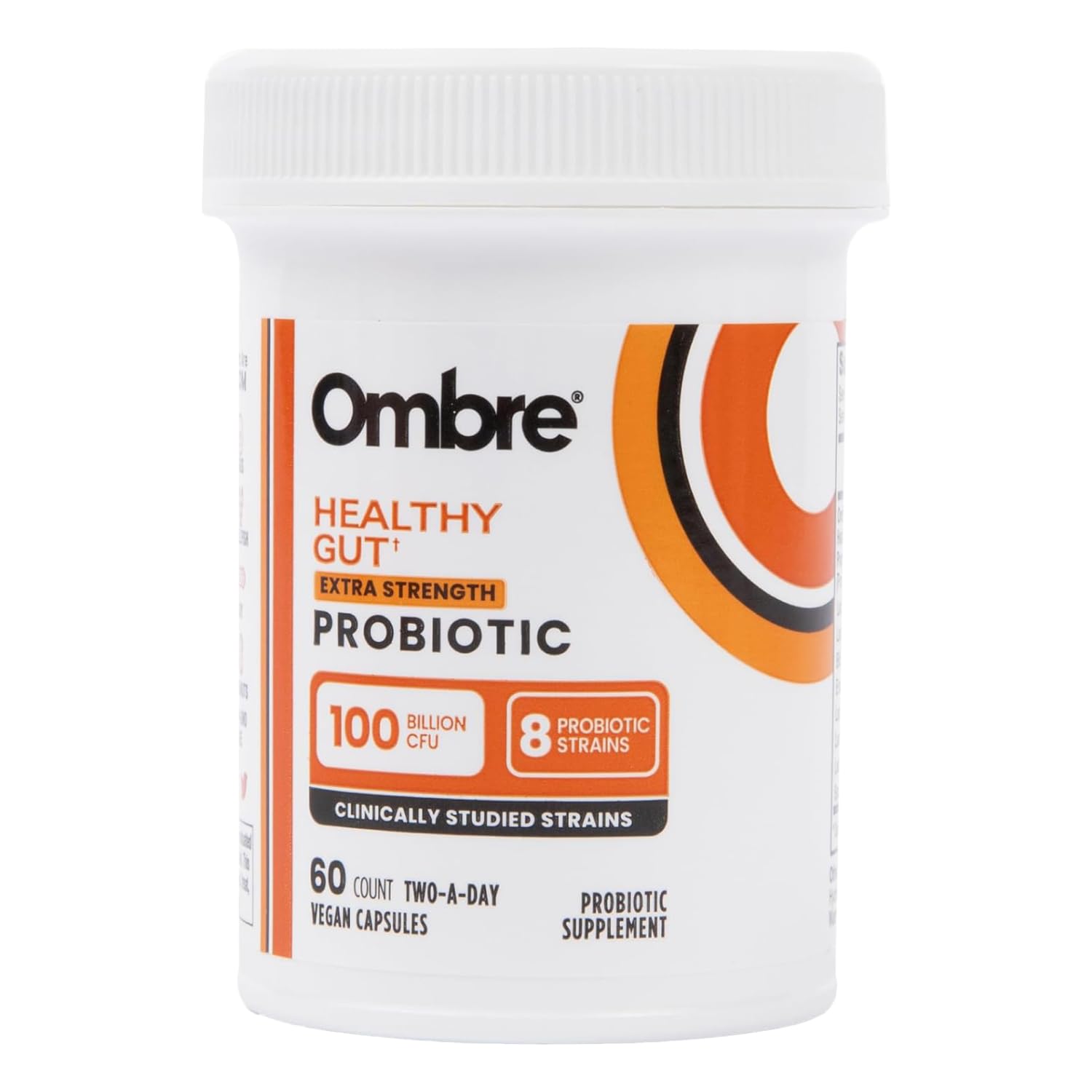 Ombre Healthy Gut Probiotics for Digestive Health 100 Billion CFU - Prebiotics and Probiotics for Women & Men with Lactobacillus Acidophilus & Digestive Enzymes, Gut Health Support, Vegan, 30 Servings - TrustMedUSA