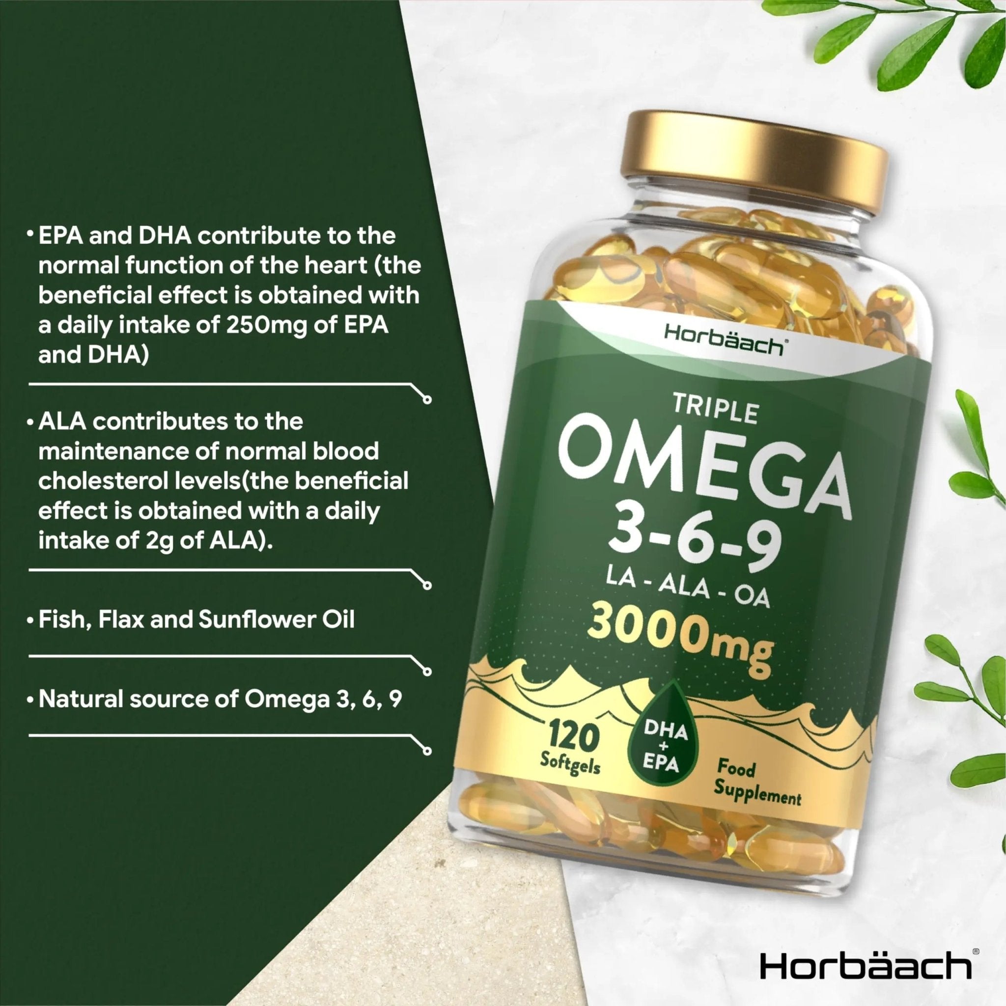 Omega 3 6 9 Capsules High Strength | 3000mg | 120 Softgels | Triple Omega 369 - TrustMedUSA
