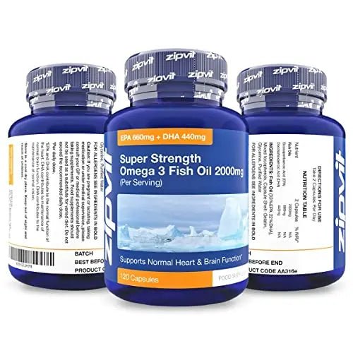 Omega 3 Fish Oil 2000mg, EPA 660mg DHA 440mg per Daily Serving. 120 Capsules - TrustMedUSA