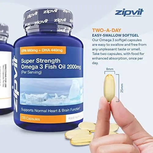 Omega 3 Fish Oil 2000mg, EPA 660mg DHA 440mg per Daily Serving. 120 Capsules - TrustMedUSA