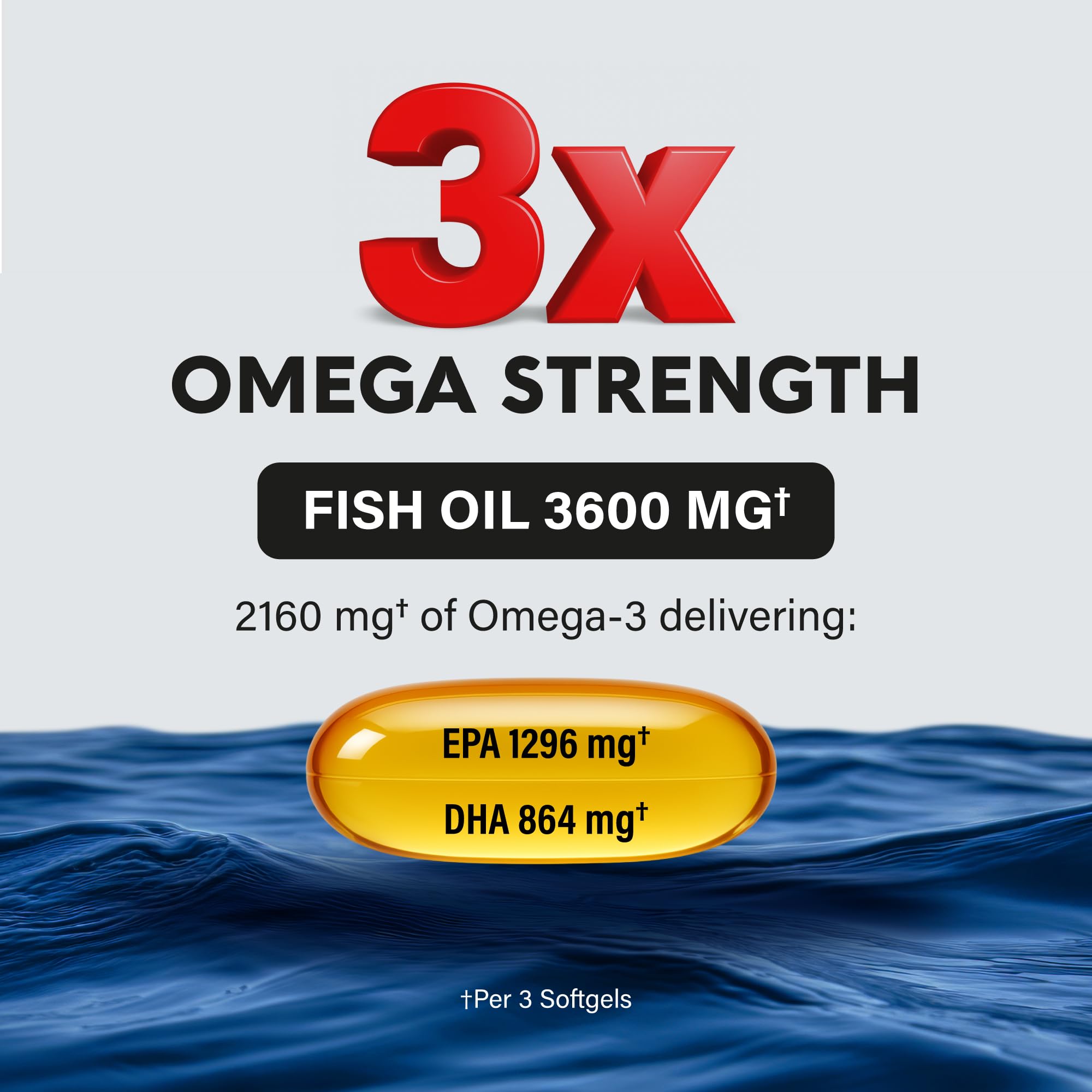 Omega 3 Fish Oil 3600 mg - Omega 3 Supplement | EPA & DHA - Heavy Metals Free - Heart, Brain & Joint Support - Purified Fish Oil for Men & Women - Lemon Flavored - Made in USA, 90 Softgels - TrustMedUSA