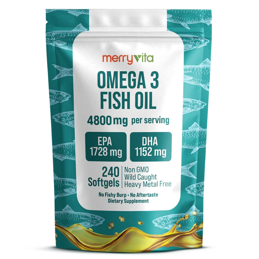 Omega 3 Fish Oil 4800 mg – EPA 1728 mg | DHA 1152 mg from Wild-Caught Anchovies – Burpless Mini Softgels – Pure Omega-3 Fatty Acid Supplement – Non-GMO, Gluten-Free, No Aftertaste – 240 Capsules - TrustMedUSA