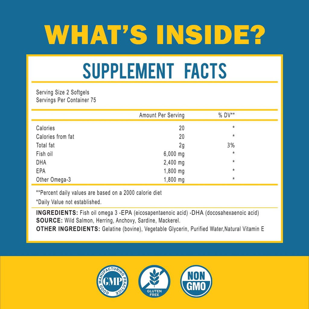 Omega 3 Fish Oil with Maximum EPA DHA - Supports Brain, Liver, Heart & Immunity - Made in The USA - 150 Softgels - TrustMedUSA