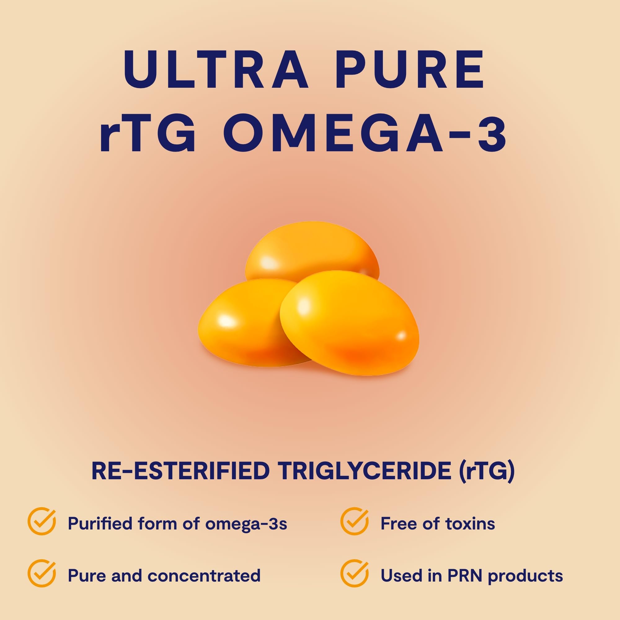 Omega 3 Gummy Chewables - 90 Gel Chews, 30-Day Supply, Citrus Flavor - 1760mg Ultra-Pure rTG Omega 3 for Eye, Heart, Brain, Joint & Immune Health - TrustMedUSA