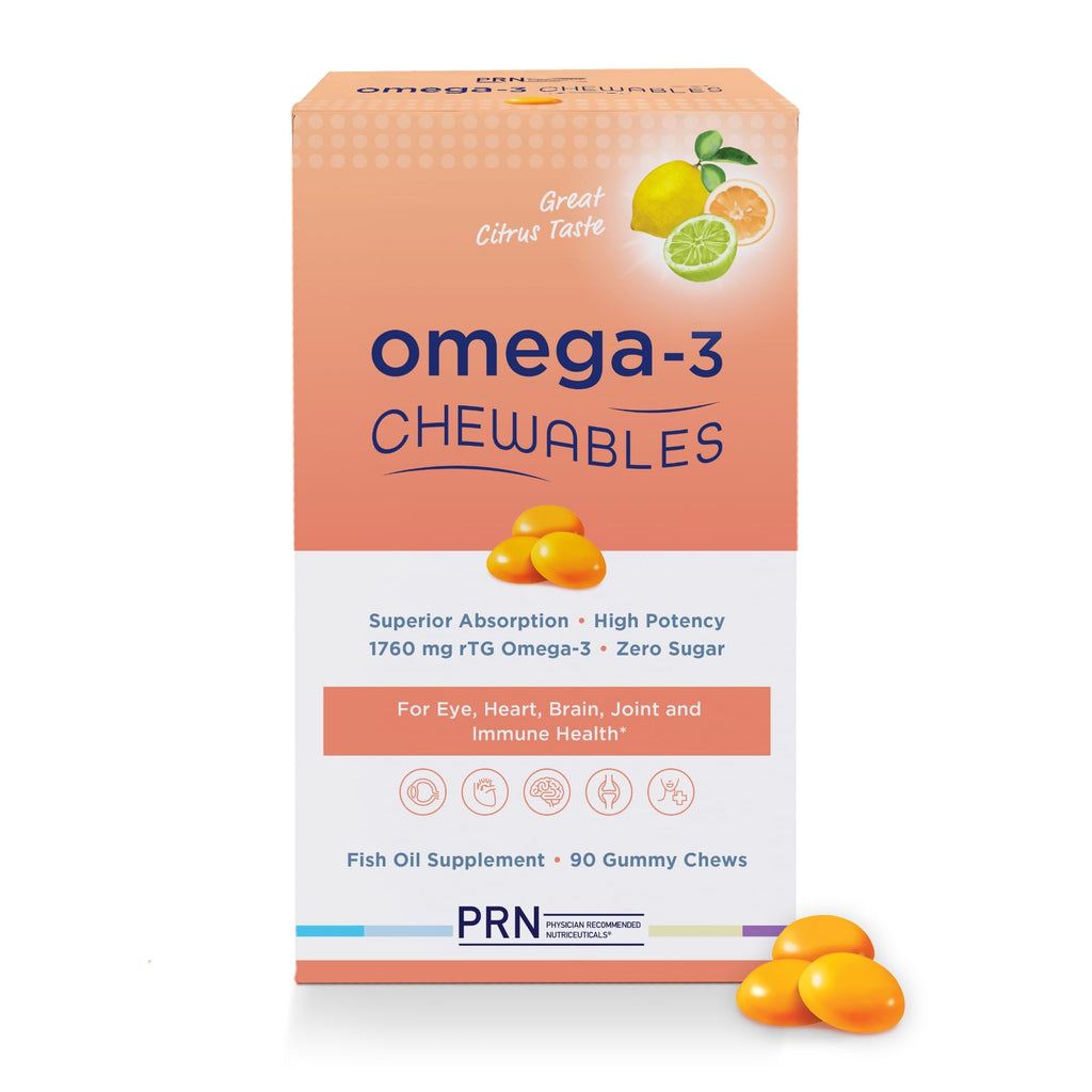 Omega 3 Gummy Chewables - 90 Gel Chews, 30-Day Supply, Citrus Flavor - 1760mg Ultra-Pure rTG Omega 3 for Eye, Heart, Brain, Joint & Immune Health - TrustMedUSA