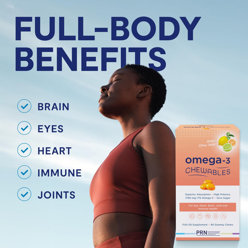 Omega 3 Gummy Chewables - 90 Gel Chews, 30-Day Supply, Citrus Flavor - 1760mg Ultra-Pure rTG Omega 3 for Eye, Heart, Brain, Joint & Immune Health - TrustMedUSA