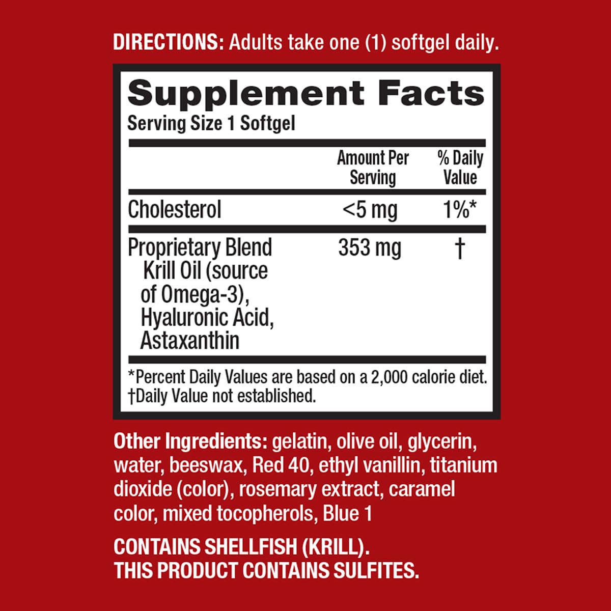 Omega-3 Krill Oil and Joint Supplement - Megared Joint Care 60 softgels - EPA/DHA fatty acids, Antioxidants, Hyaluronic acid, No fishy burp aftertaste as with Fish Oil - TrustMedUSA