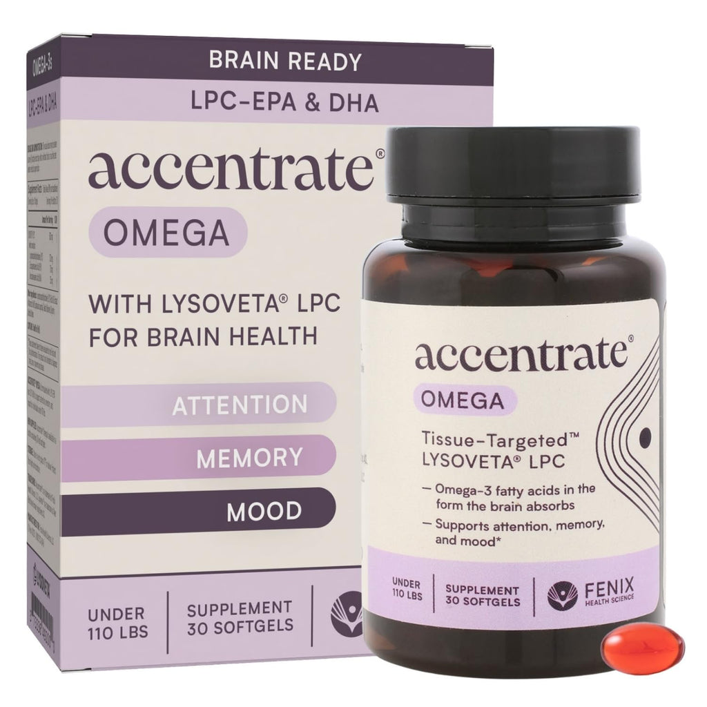 Omega w/LYSOVETA LPC | EPA & DHA Supplements for Brain Health | Focus, Attention, Memory, & Mood | 6X Higher Absorption Than Fish Oil | Omega-3 Fatty Acid Supplements | Highest Potency LPC-DHA - TrustMedUSA