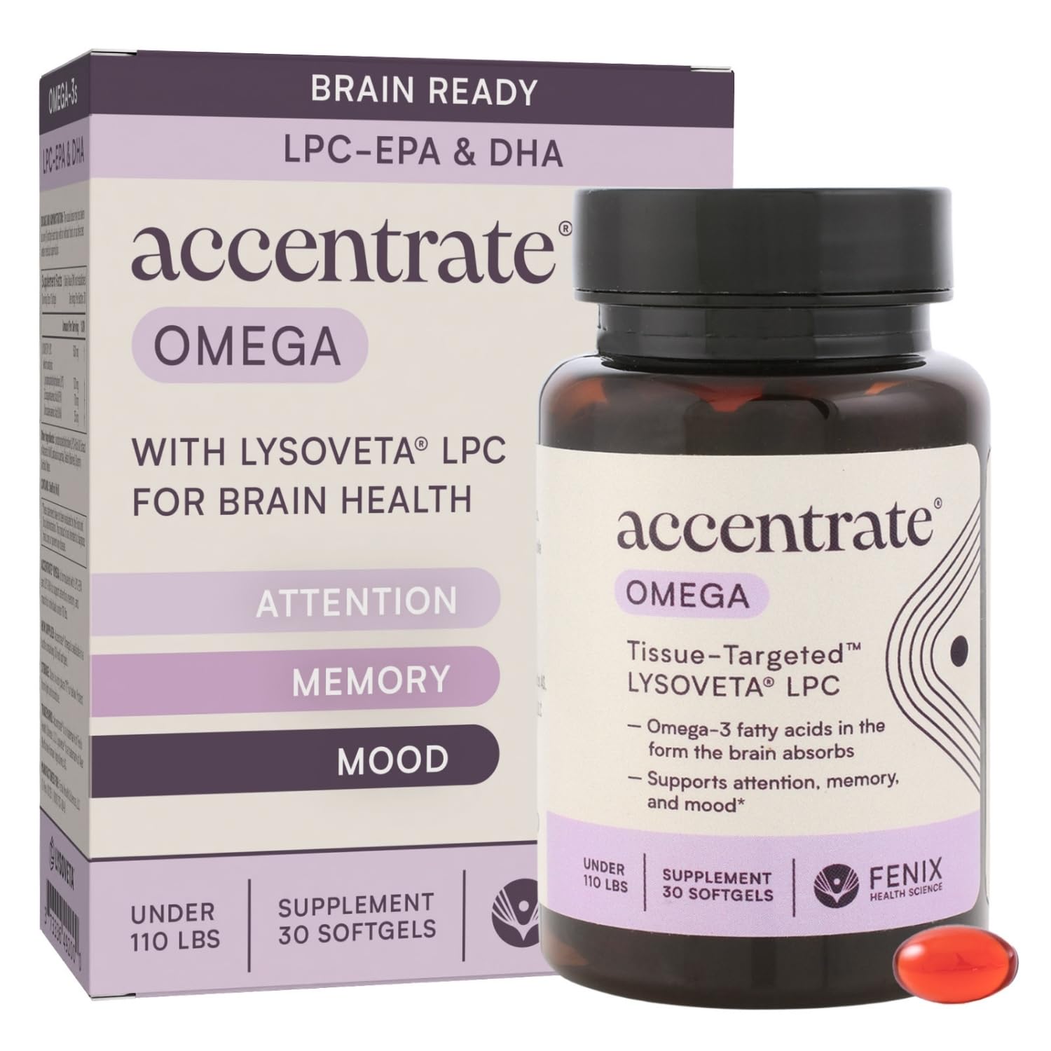Omega w/LYSOVETA LPC | EPA & DHA Supplements for Brain Health | Focus, Attention, Memory, & Mood | 6X Higher Absorption Than Fish Oil | Omega-3 Fatty Acid Supplements | Highest Potency LPC-DHA - TrustMedUSA