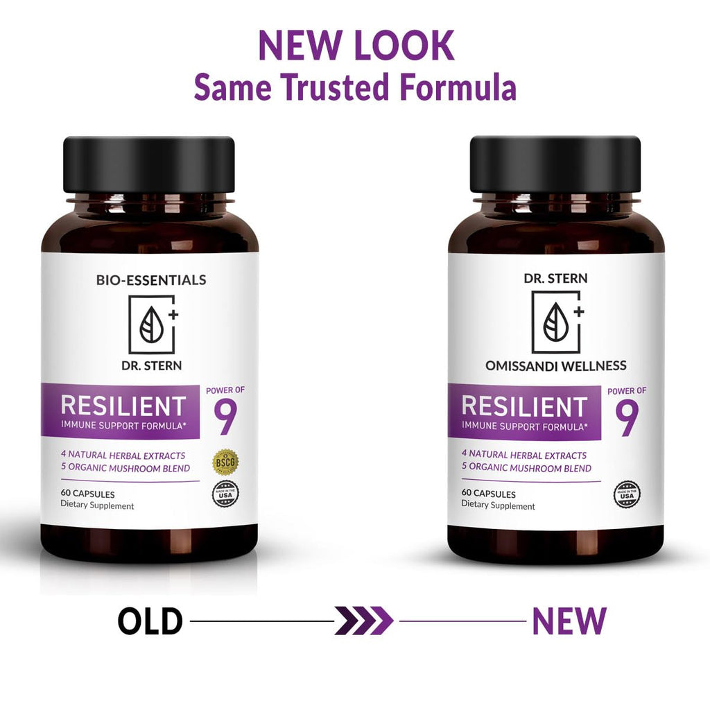 OMISSANDI-WELLNESS Resilient - Natural Immune System Support - Dr. Ian Stern Formulated - to boost your defenses - W/Organic Mushroom Blend, Echinacea, Astragalus & More - Vegan - Made in USA- 60 Caps - Maple Wellness Supplements