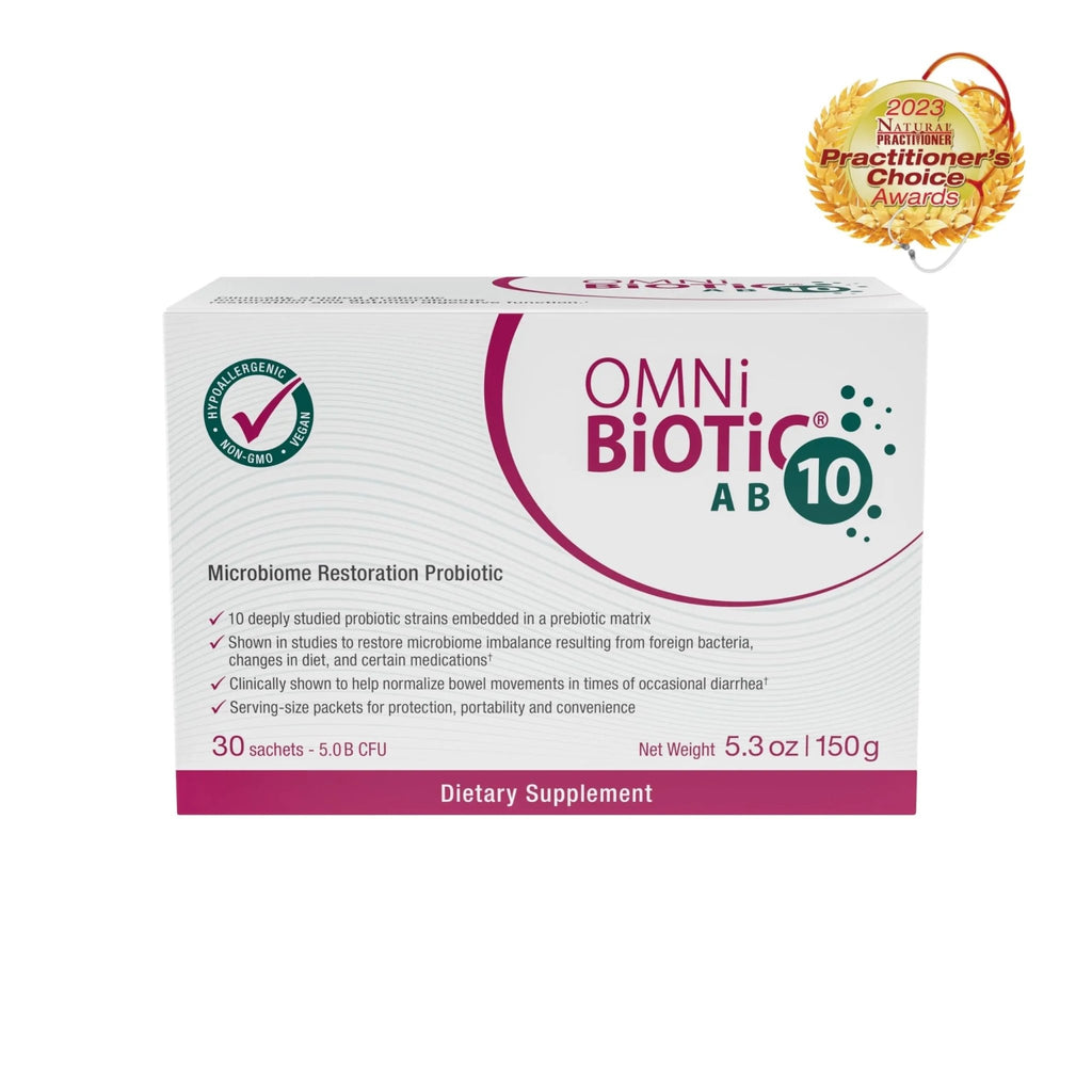 OMNi BiOTiC AB 10 - Clinically Tested Restorative Probiotic - Supports & Restores Gut Flora & Digestion - Digestive Probiotic for Diarrhea - Vegan, Hypoallergenic, Non-GMO (30 Daily Packets) - TrustMedUSA