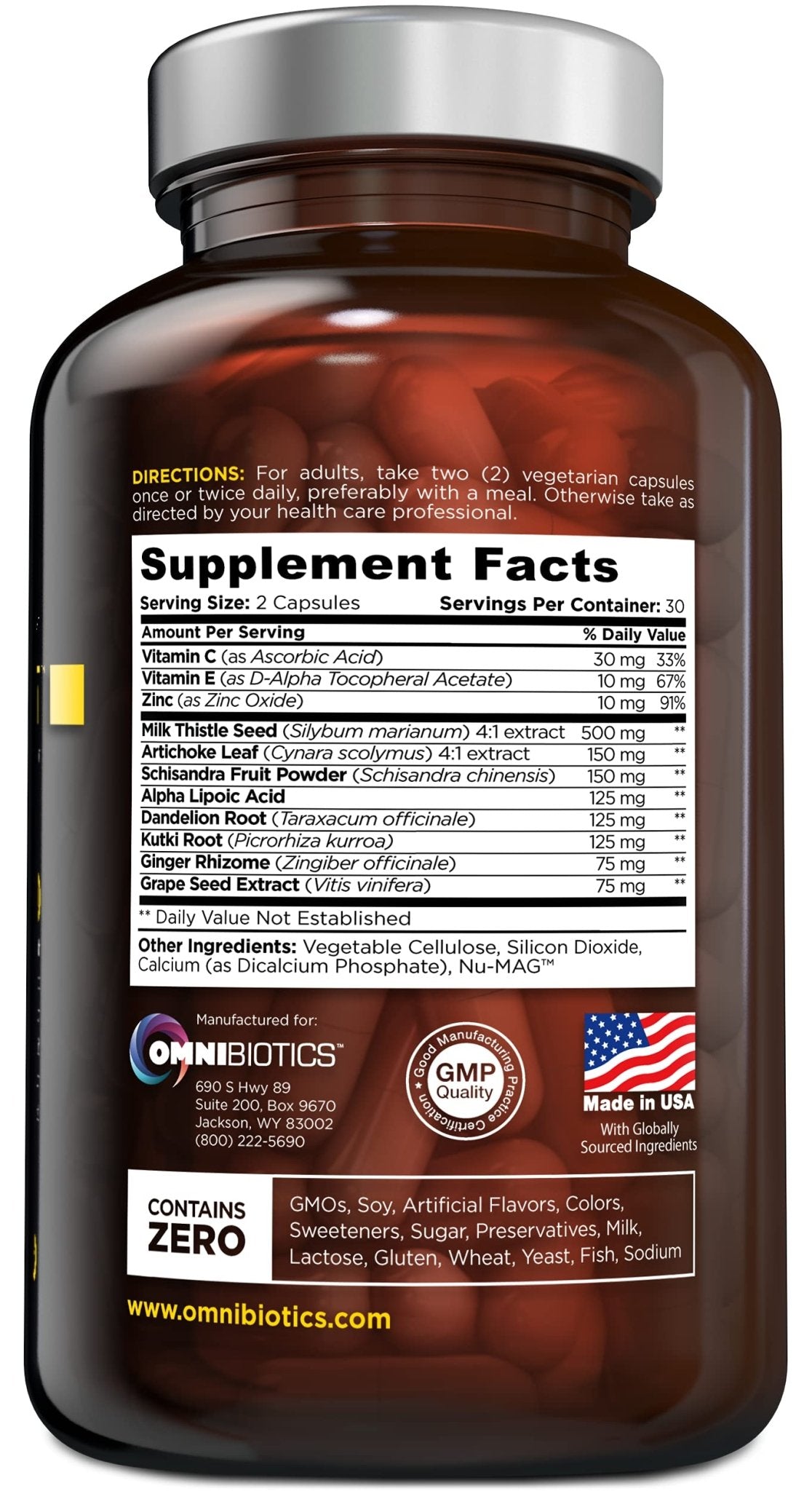 OmniBiotics Liver Cleanse Detox & Repair Supplement – Milk Thistle, Dandelion Root, Alpha Lipoic Acid, Artichoke Extract, Schisandra, Silymarin – 60 Vegan Capsules - Maple Wellness Supplements