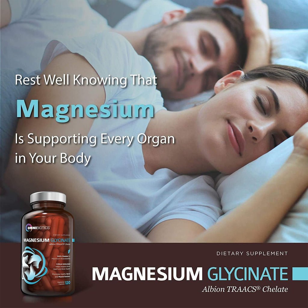 OmniBiotics Magnesium Glycinate Supplement – with 100% Pure Albion TRAACS Bisglycinate Chelate for Sleep, Muscle - TrustMedUSA