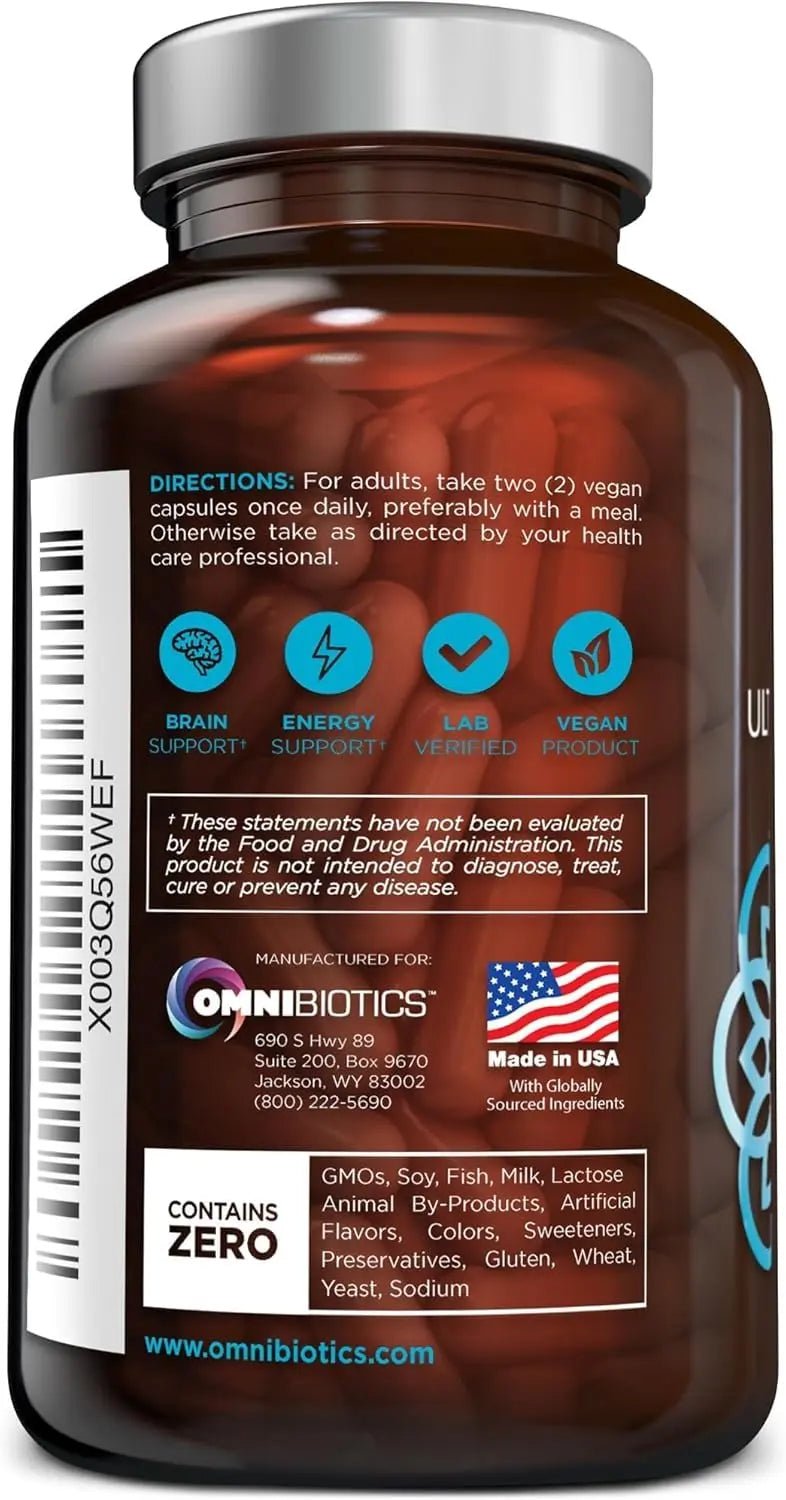 OmniBiotics Ultimate Daily Multivitamin for Women & Men – 34 Essential Ingredients Including Vitamin A, C, D, E, B6, B12, Biotin, Zinc – 120 Vegan Capsules - TrustMedUSA