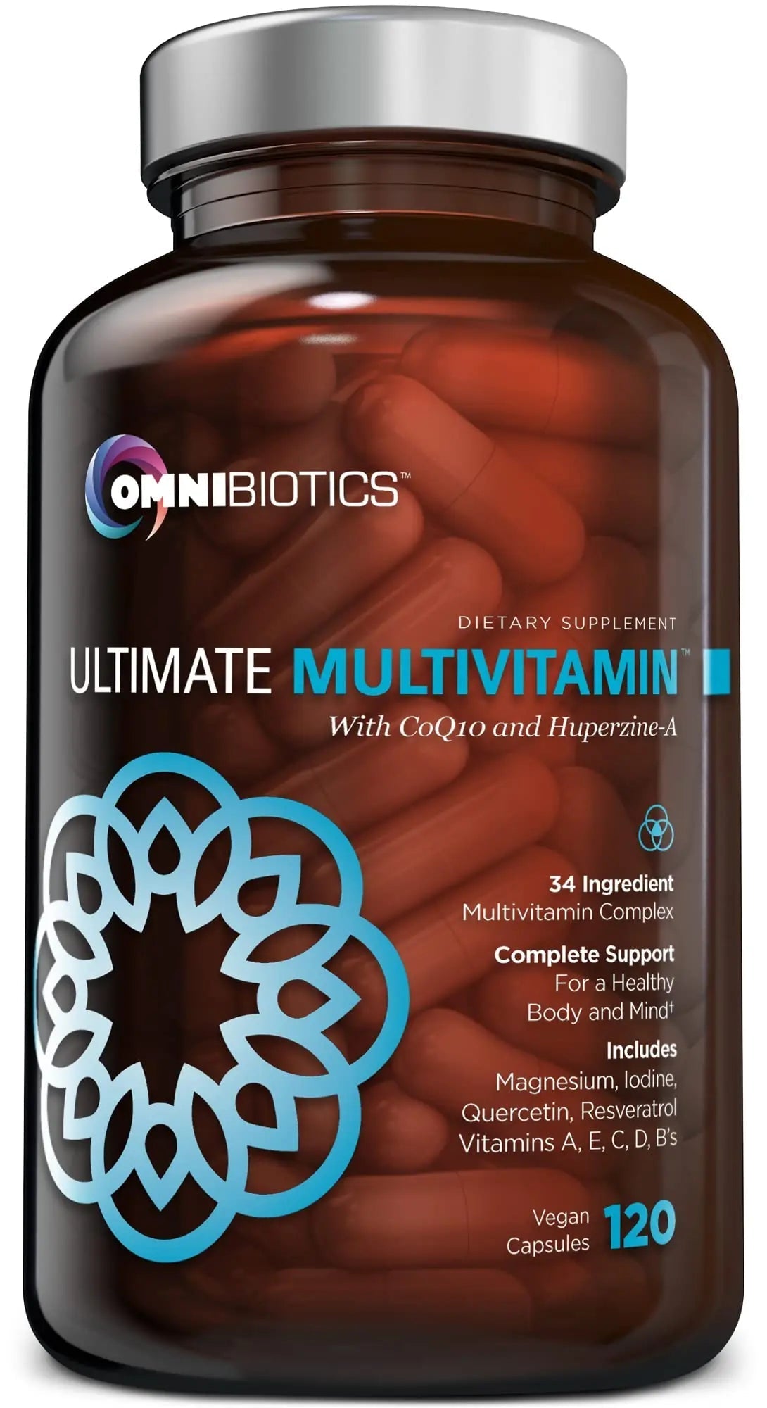 OmniBiotics Ultimate Daily Multivitamin for Women & Men – 34 Essential Ingredients Including Vitamin A, C, D, E, B6, B12, Biotin, Zinc – 120 Vegan Capsules - TrustMedUSA