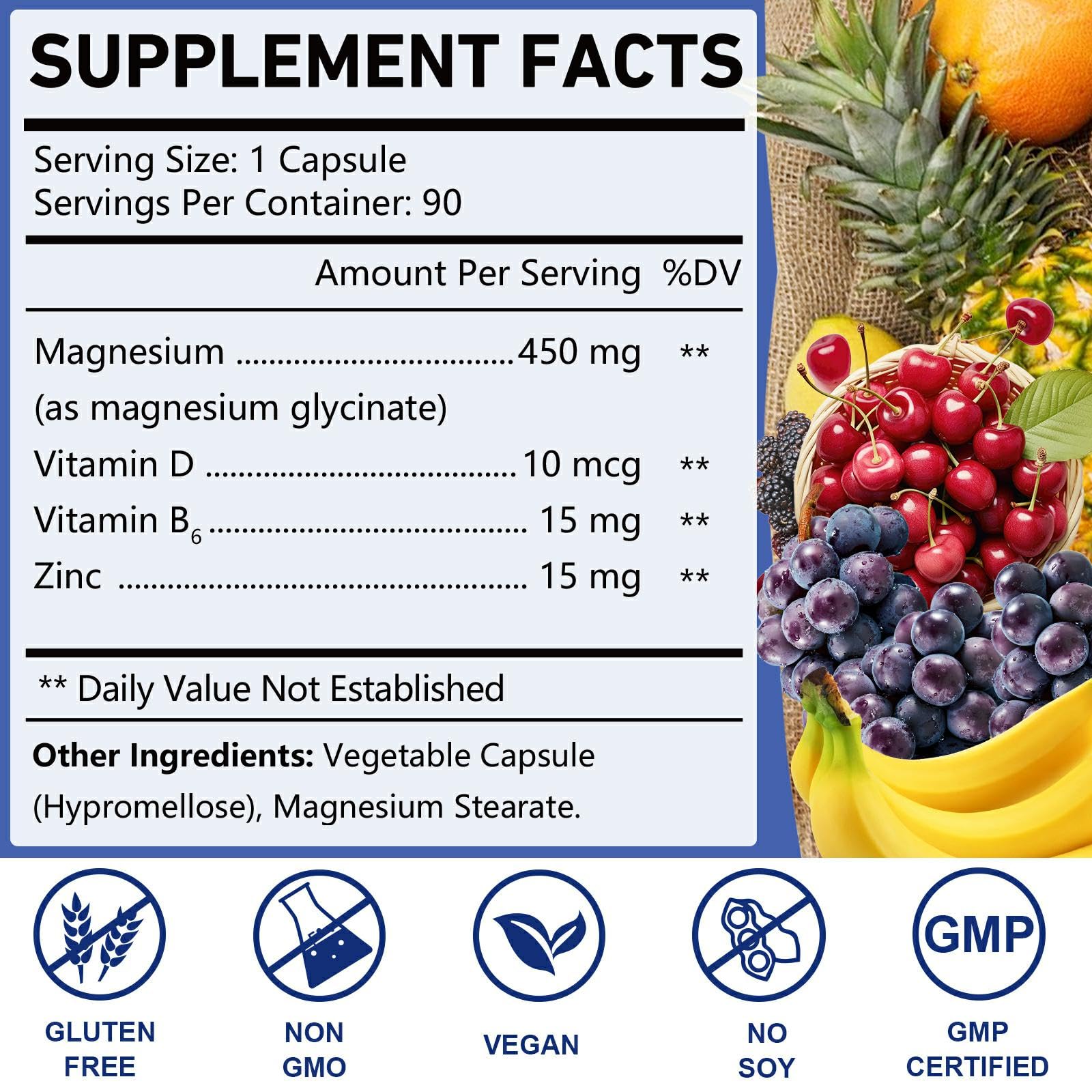 OMOGS High Absorption Magnesium Glycinate, for Supporting Sleep, Muscle Relaxation, Heart Health & Bone Health, Gluten Free, Non-GMO, 90 Vegetarian Capsules - TrustMedUSA