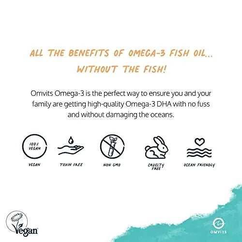 Omvits Vegan Omega 3 DHA from Algae Oil 1000mg - 60 Softgel Capsules with Vitamin E - TrustMedUSA