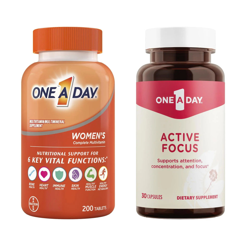 ONE A DAY Bundle Multivitamin for Women 200 Count Tablets Active Focus Supplement - TrustMedUSA