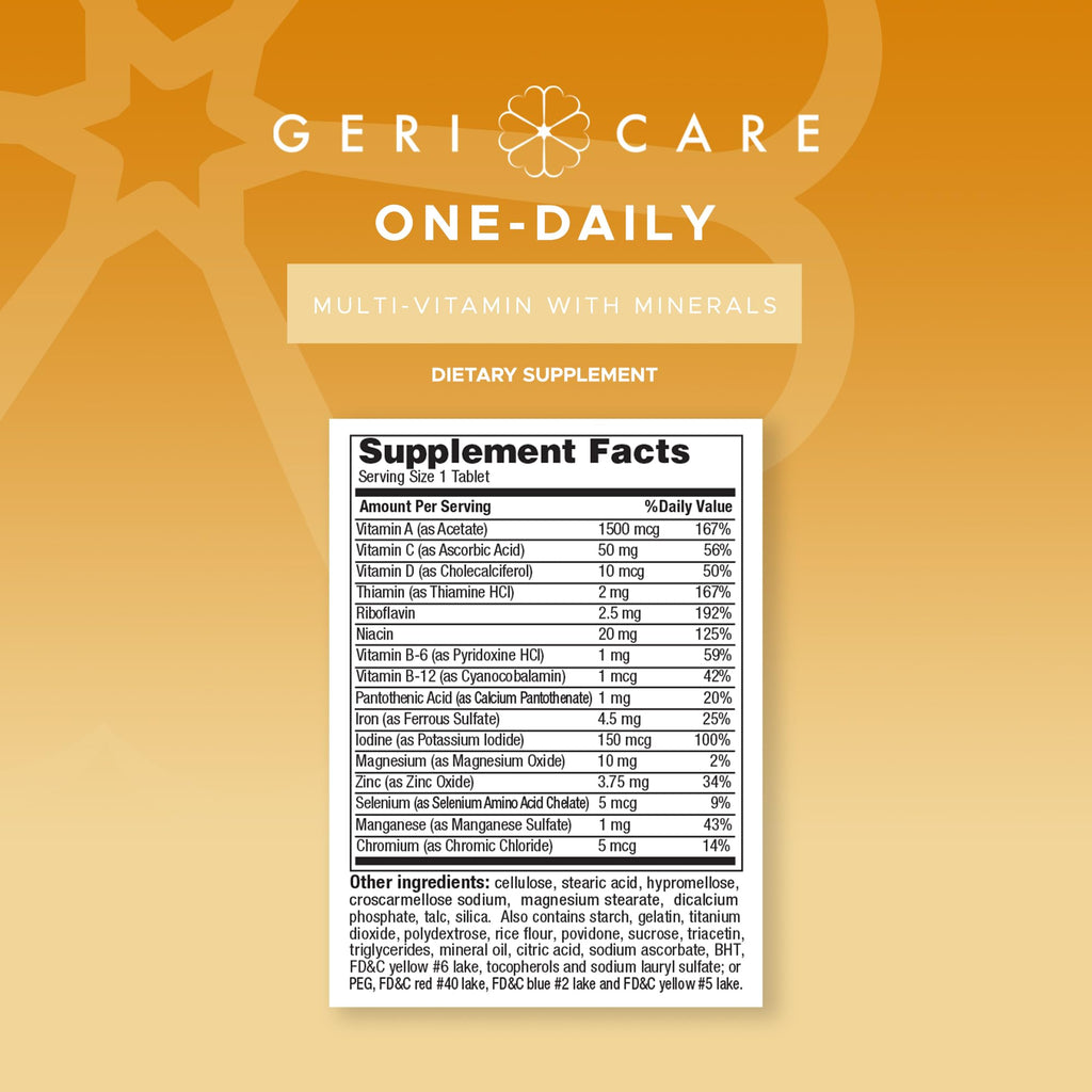 One-Daily Multivitamins with Minerals for Men & Women (100 Tablets) by GeriCare| High-Potency Multi-Vitamin & Multimineral Dietary Supplement for Immunity, Energy| Complete Daily Nutritional Support - TrustMedUSA