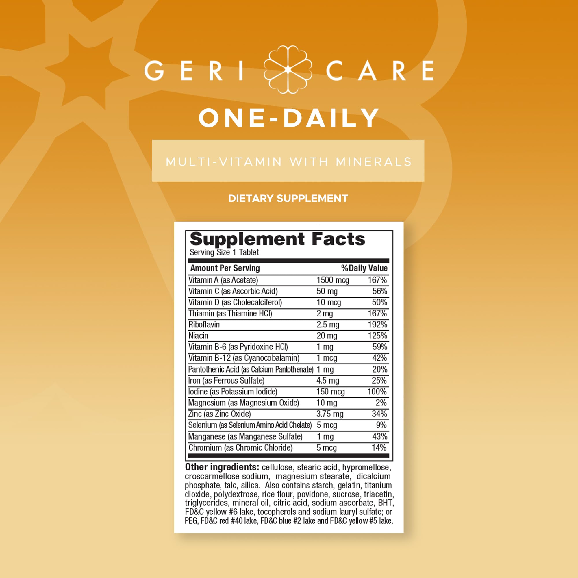 One-Daily Multivitamins with Minerals for Men & Women (100 Tablets) by GeriCare| High-Potency Multi-Vitamin & Multimineral Dietary Supplement for Immunity, Energy| Complete Daily Nutritional Support - TrustMedUSA