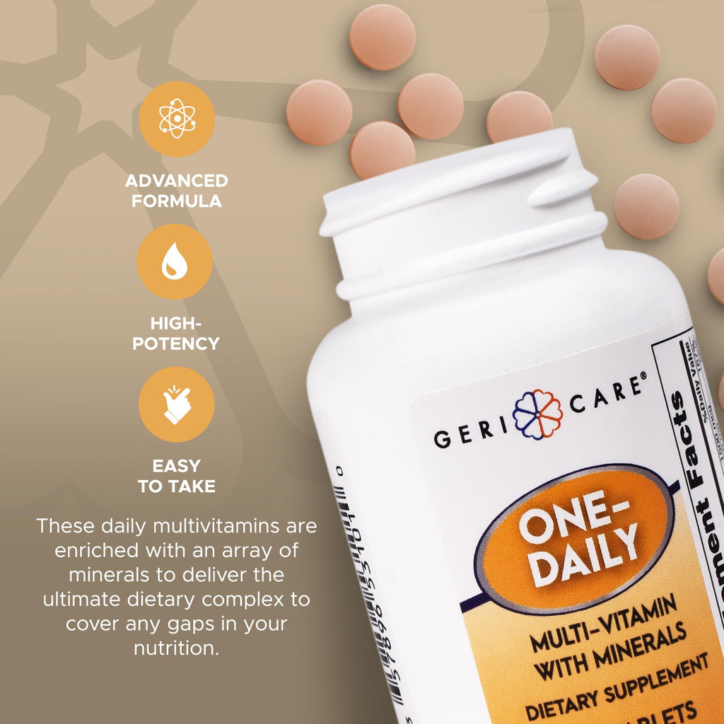One-Daily Multivitamins with Minerals for Men & Women (100 Tablets) by GeriCare| High-Potency Multi-Vitamin & Multimineral Dietary Supplement for Immunity, Energy| Complete Daily Nutritional Support - TrustMedUSA