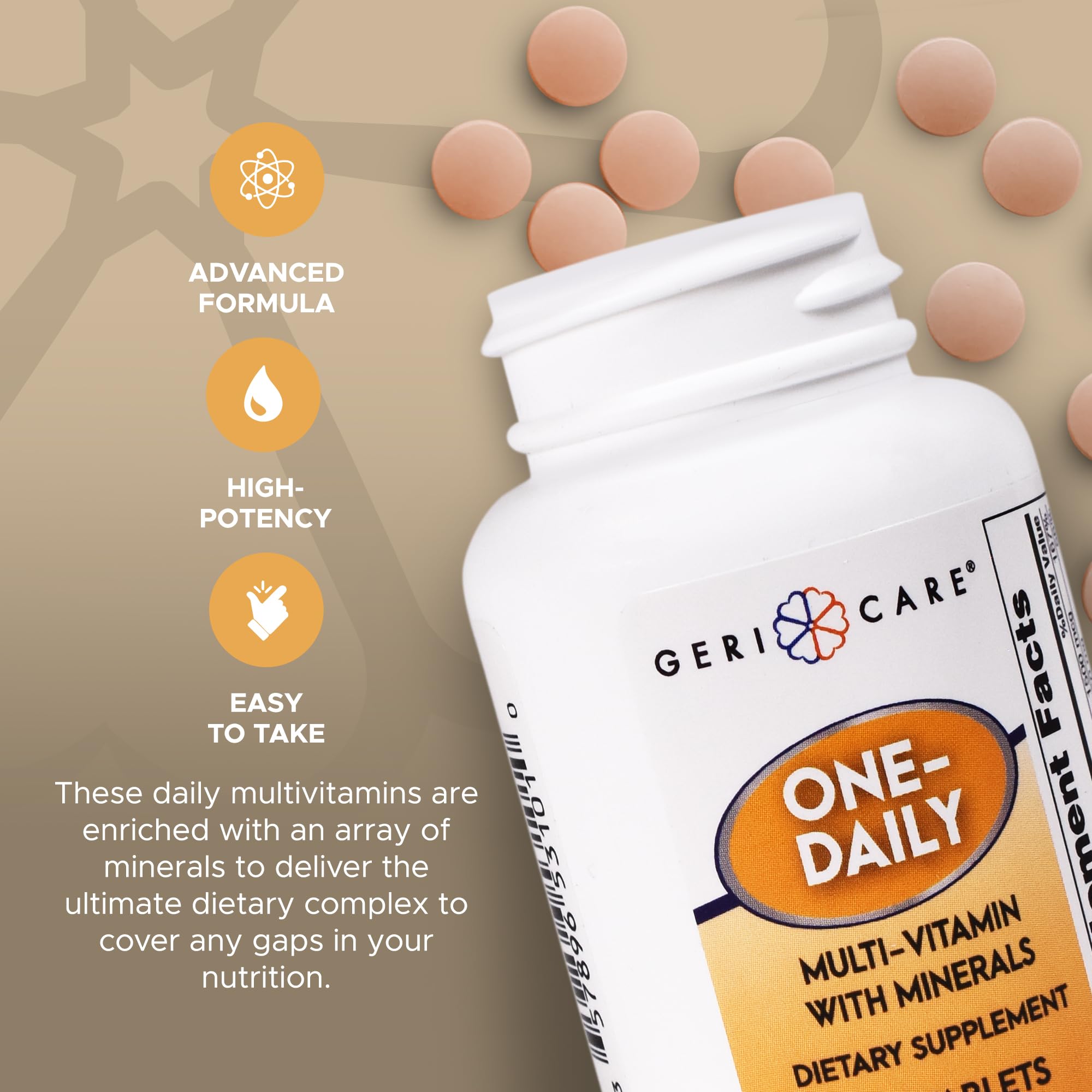 One-Daily Multivitamins with Minerals for Men & Women (100 Tablets) by GeriCare| High-Potency Multi-Vitamin & Multimineral Dietary Supplement for Immunity, Energy| Complete Daily Nutritional Support - TrustMedUSA