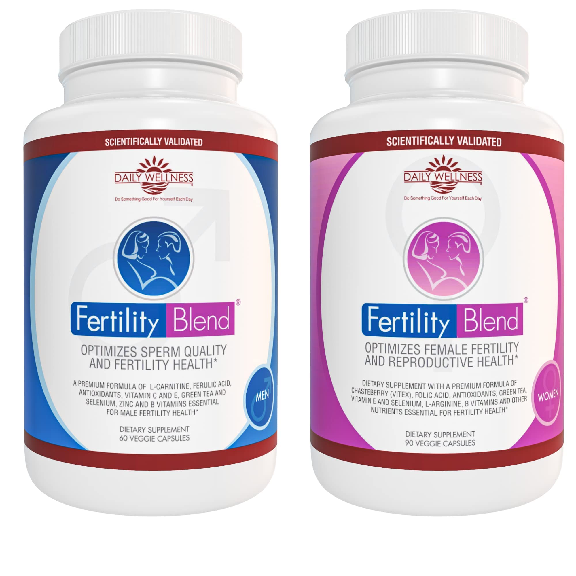 One Month Supply Each-FERTILITY BLEND Supplement for MEN (60 Tablets) and FERTILITY BLEND Supplement for WOMEN (90 Tablets).by The Daily Wellness Co. - TrustMedUSA