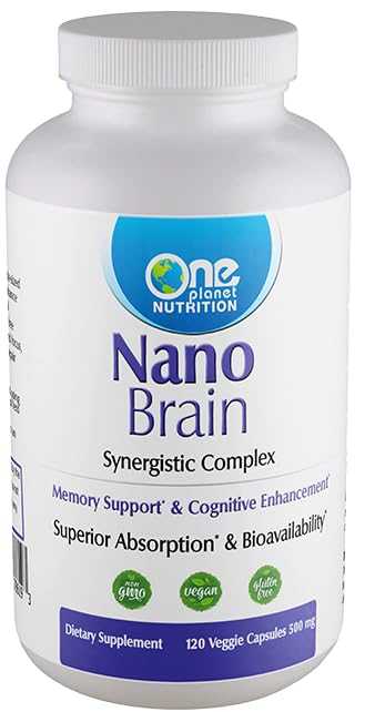 One Planet Nutrition Nano Brain 500 mg Capsules (120 Count) - Synergistic Blend of Bacopa, Curcumin, Boswellia & Ginkgo - Enhances Mental Clarity & Memory - Non-GMO, Vegan, Gluten Free - TrustMedUSA