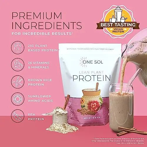 One Sol Lean Plant Protein Powder Horchata, Low Carb, Gluten Free - TrustMedUSA