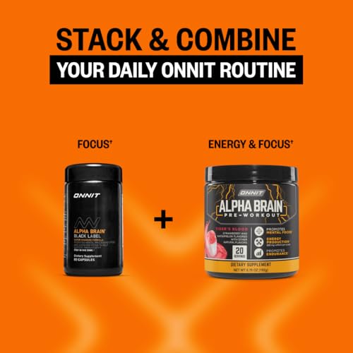 ONNIT Alpha Brain Black Label Capsules, IGEN Non-GMO Tested Citicoline Brain Supplement for Concentration and Memory, Lion’s Mane, Lutemax Lutein, L Theanine and Mucuna Pruriens, 80 Count - TrustMedUSA