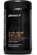 ONNIT Alpha Brain Black Label Capsules, IGEN Non-GMO Tested Citicoline Brain Supplement for Concentration and Memory, Lion’s Mane, Lutemax Lutein, L Theanine and Mucuna Pruriens, 80 Count - TrustMedUSA