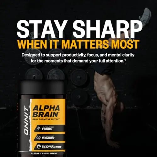 ONNIT Alpha Brain Nootropic Brain Supplement for Focus, Memory, Mental Clarity, Cognitive Support with L-Theanine and Vitamin B6, 90 Count - TrustMedUSA