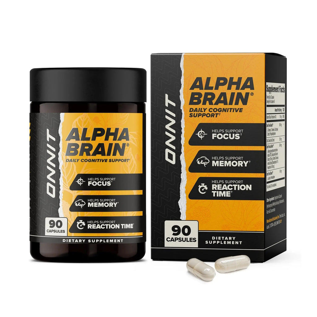 ONNIT Alpha Brain Nootropic Brain Supplement for Focus, Memory, Mental Clarity, Cognitive Support with L-Theanine and Vitamin B6, 90 Count - TrustMedUSA