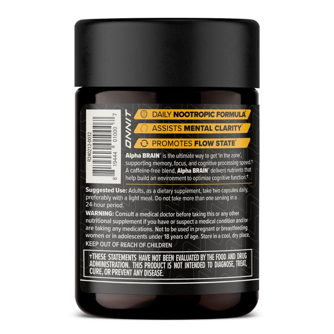 ONNIT Alpha Brain Nootropic Capsules for Men & Women, IGEN Non-GMO Tested Memory, Focus & Mental Clarity, with L-Theanine and Vitamin B6, 30 Count Each, Pack of 3 (90 Capsules) - TrustMedUSA